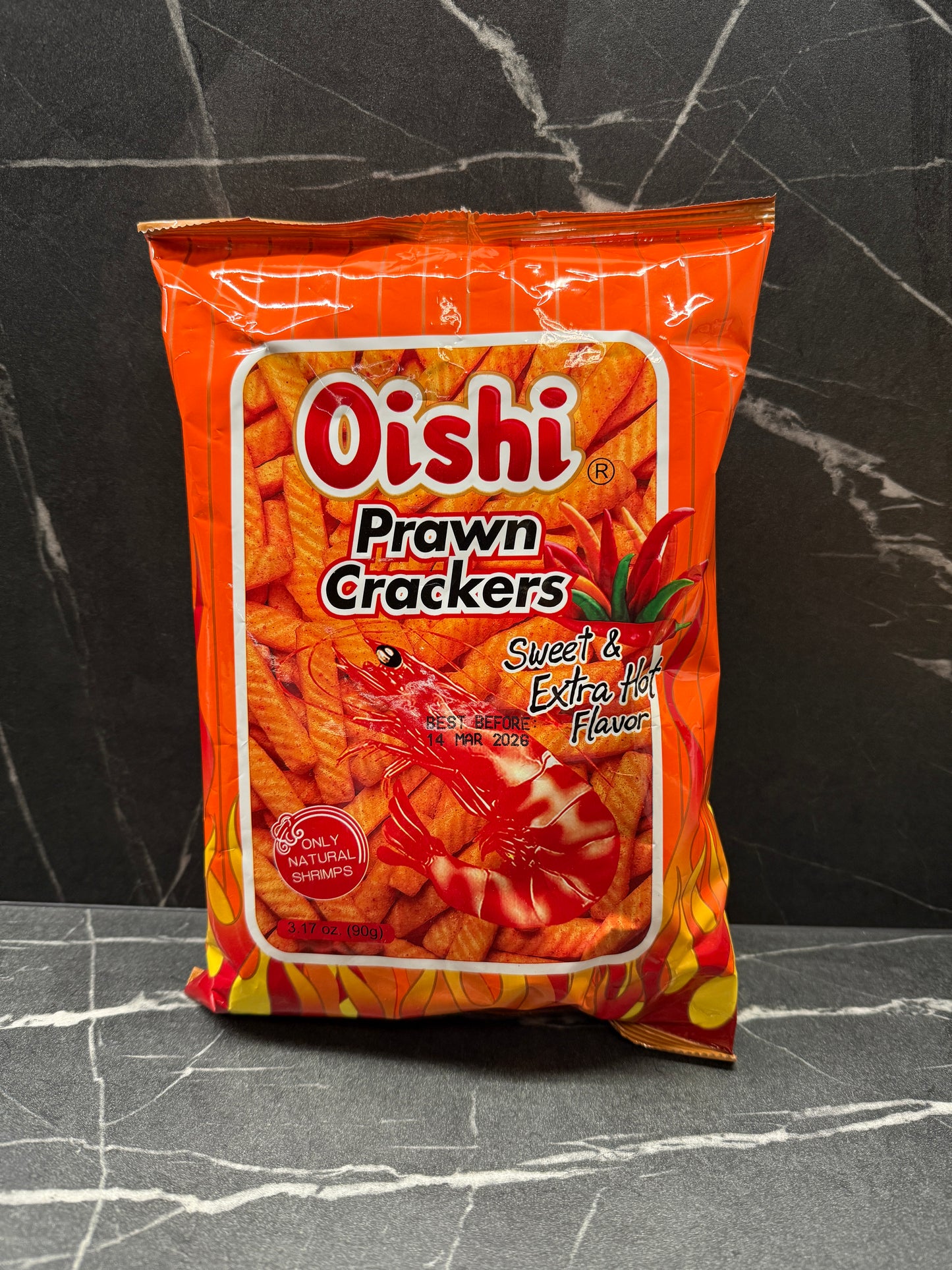 Oishi Prawn Crackers Sweet & Extra Hot Flavor 90g